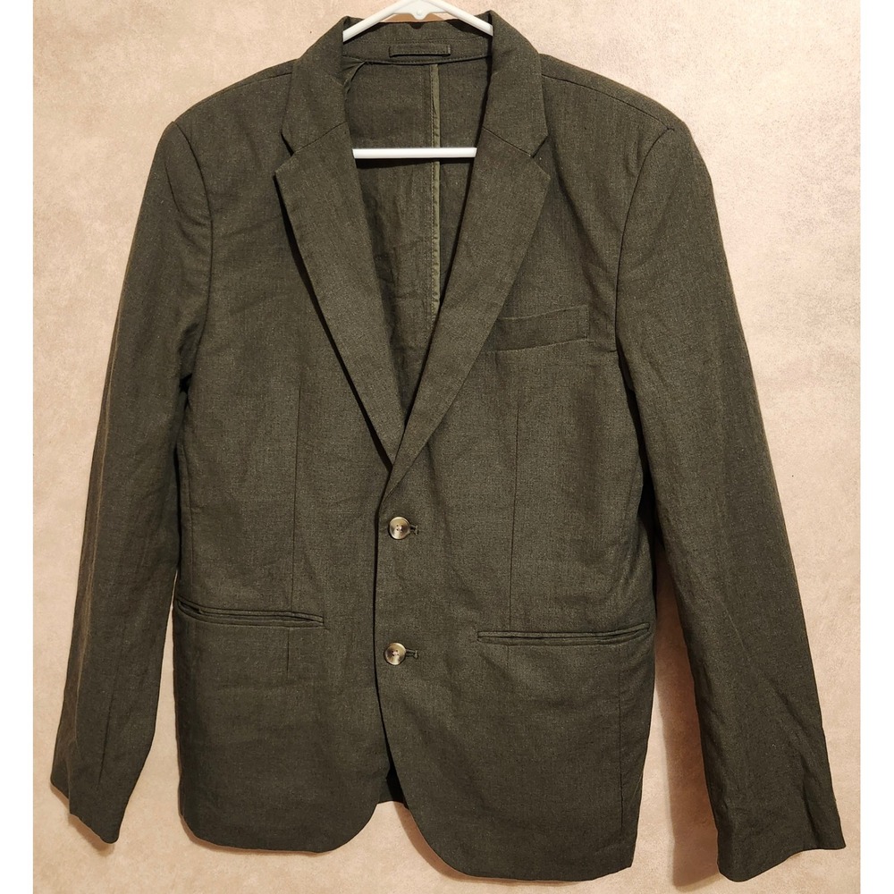 Old Navy Mens Olive Green Linen Cotton Blend Two Button Blazer Sport Coat Small